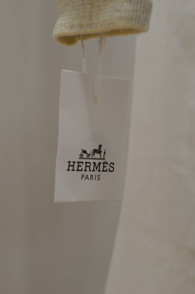 Hermès Pull col rond jeux  de points 36 blanc glacie 4