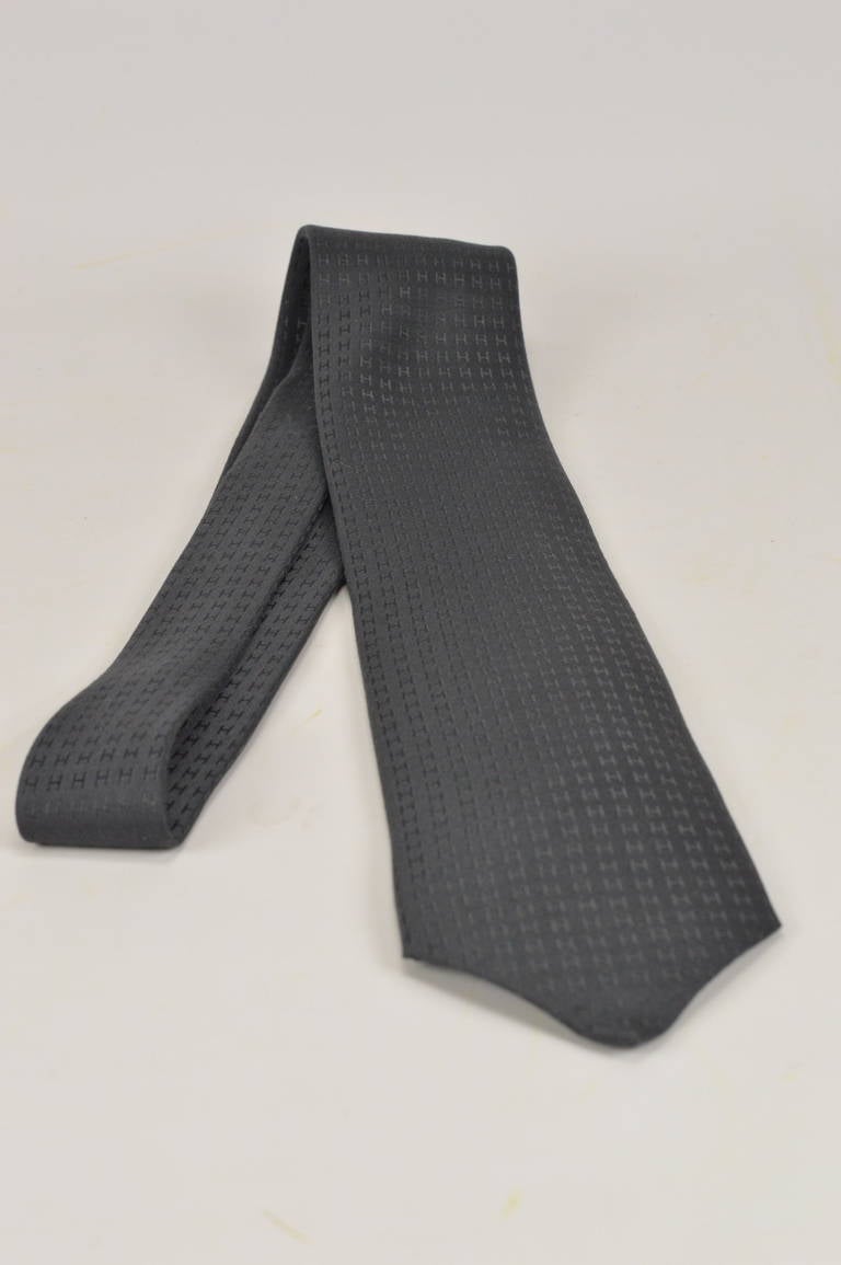 Hermès Tie Faconnée Grey color 100% silk 
