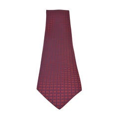 Hermès Tie Faconnée H, "Aubergine/rouge" color 100% silk