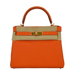 2014 HERMES Kelly Bag 28cm orange color Gold Hardware