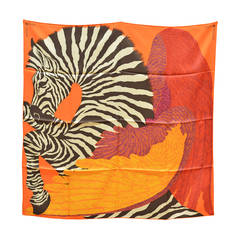 Hermès Carré "Zebra Pegasus"  Rouge/Orange/Bouton D´or 100%Silk.