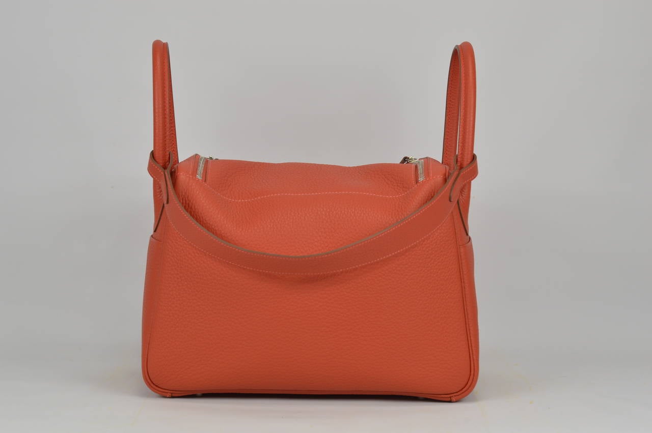 Women's 2014 Hermes Bag Lindy 30cm Sanguine & Rose Jaipur color Palladium Hardware