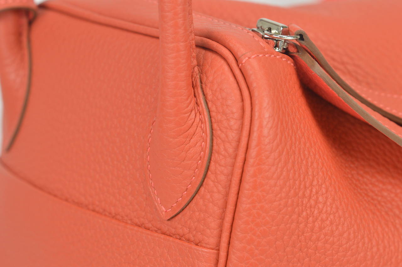 2014 Hermes Bag Lindy 30cm Sanguine & Rose Jaipur color Palladium Hardware 3