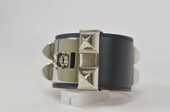 Hermès Bracelet Colier de Chien Veau Chamonix Noir Palladium hardware