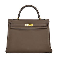 2014 Hermes Kelly Bag 35cm Coffee color Gold Hardware.