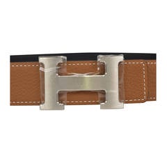 2014 Hermes belt. Reversible leather black/gold Palladium Hardware
