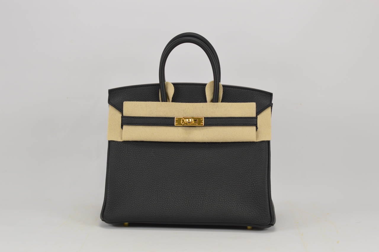2014 HERMES Birkin Bag 25cm Black Veau Togo Gold Hardware 5