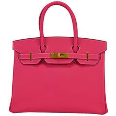 2014 HERMES Birkin Bag 30cm Pink Gold Hardware