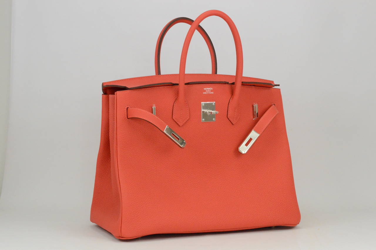 2014 Hermes Birkin Bag 35 Rouge Pivoine Togo Leather Palladium Hardware 1