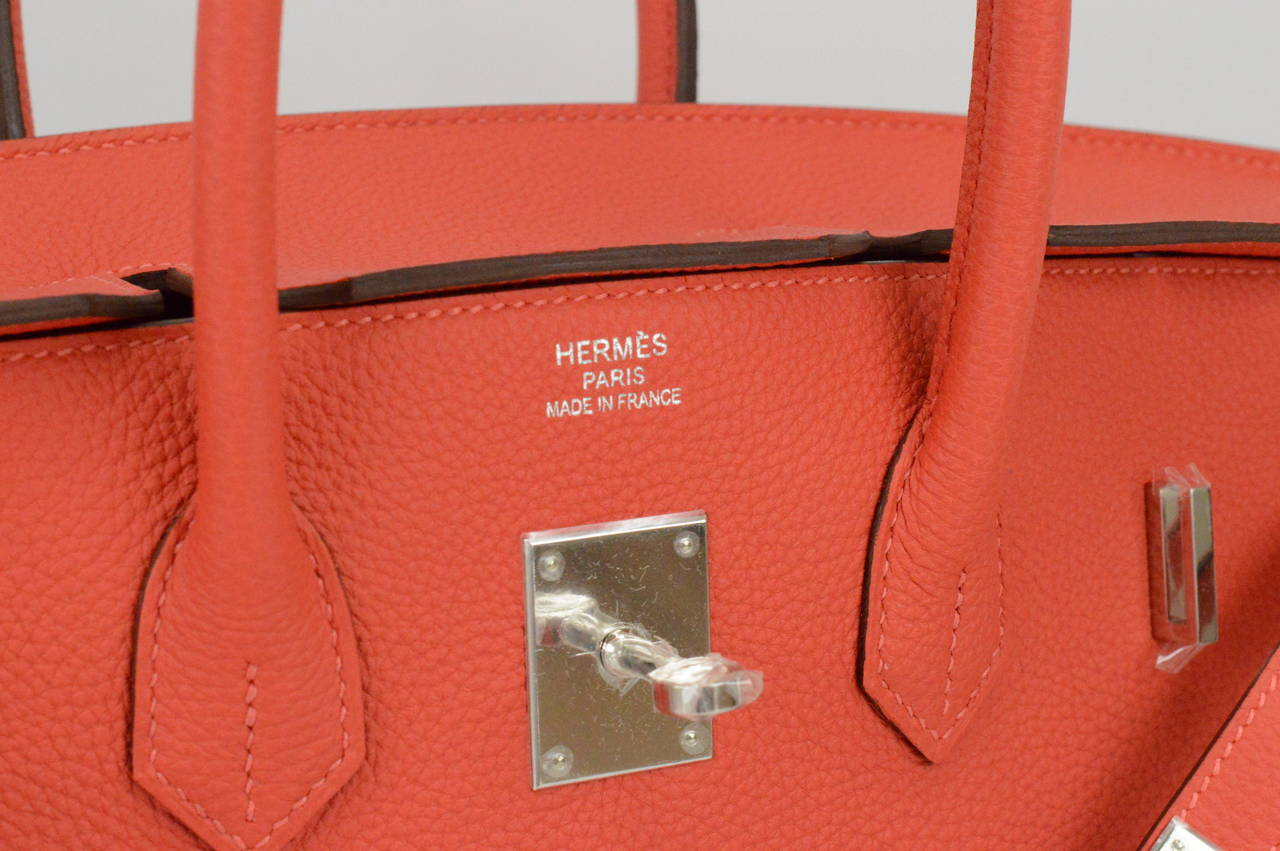 2014 Hermes Birkin Bag 35 Rouge Pivoine Togo Leather Palladium Hardware 2