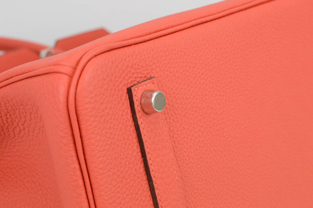2014 Hermes Birkin Bag 35 Rouge Pivoine Togo Leather Palladium Hardware 4