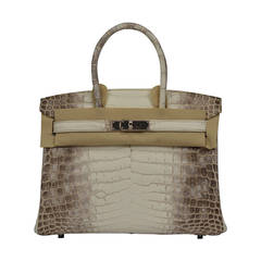 "FABULOUS" HERMES BIRKIN BAG 30cm WHITE HIMALAYA CROCODILE NILOTICUS