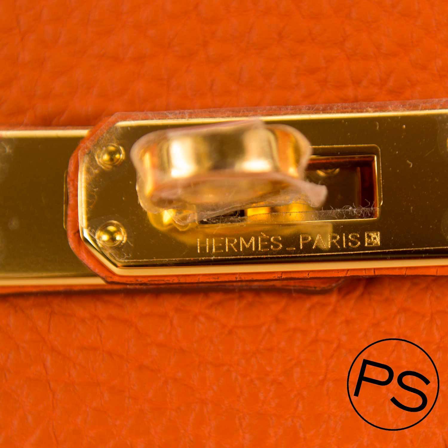 Hermes Handbag Kelly II 32 Retourne Togo Orange Gold Hardware 2015 ...  