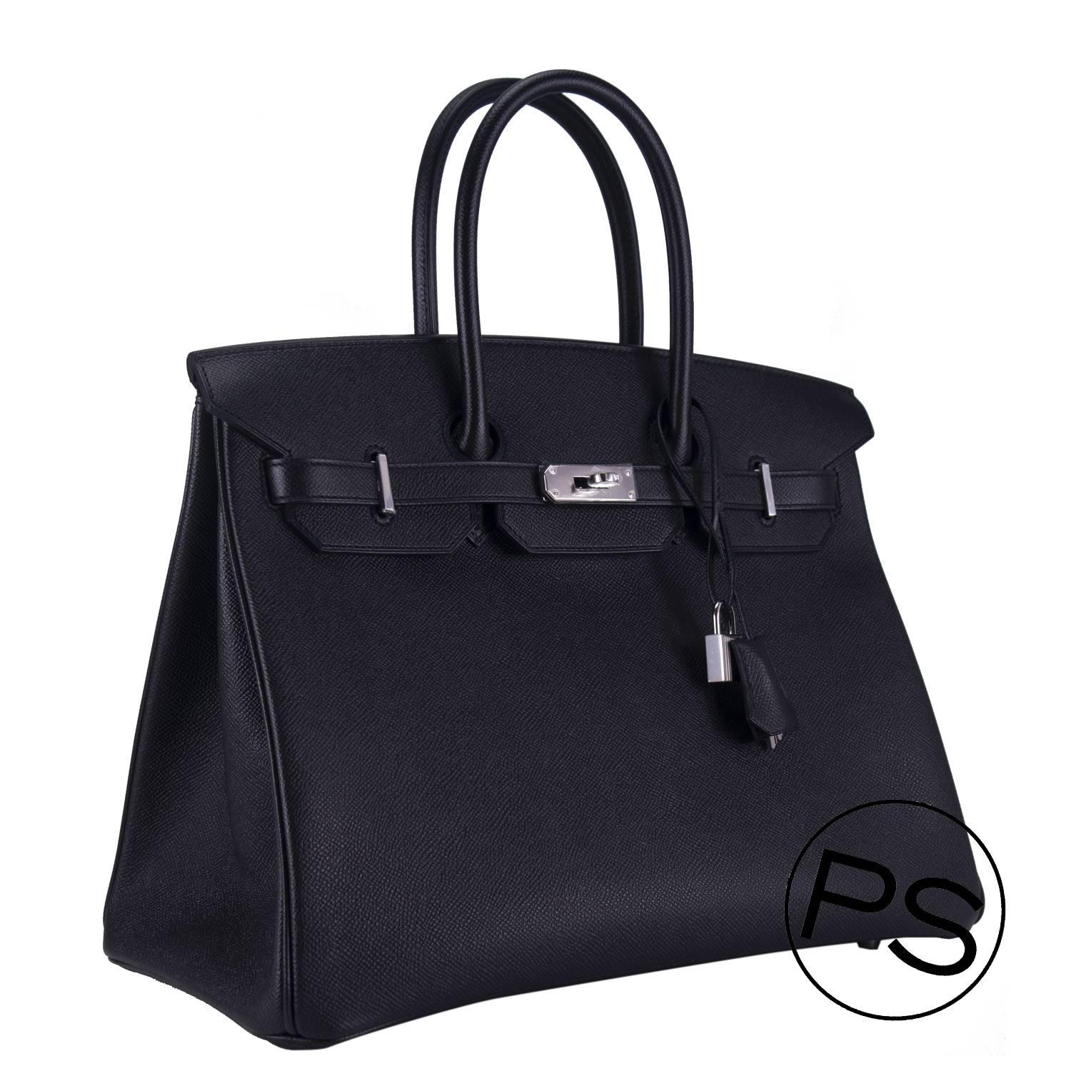 Hermes Birkin 35 Epsom Black Palladium Hardware 2015.

Bought it in Hermes store in 2015.

Pre-owned and never used

Model:  Birkin

Dimension:  35cm width x 25cm height x 18cm length.

Color: Noir.

Details:

With the protective