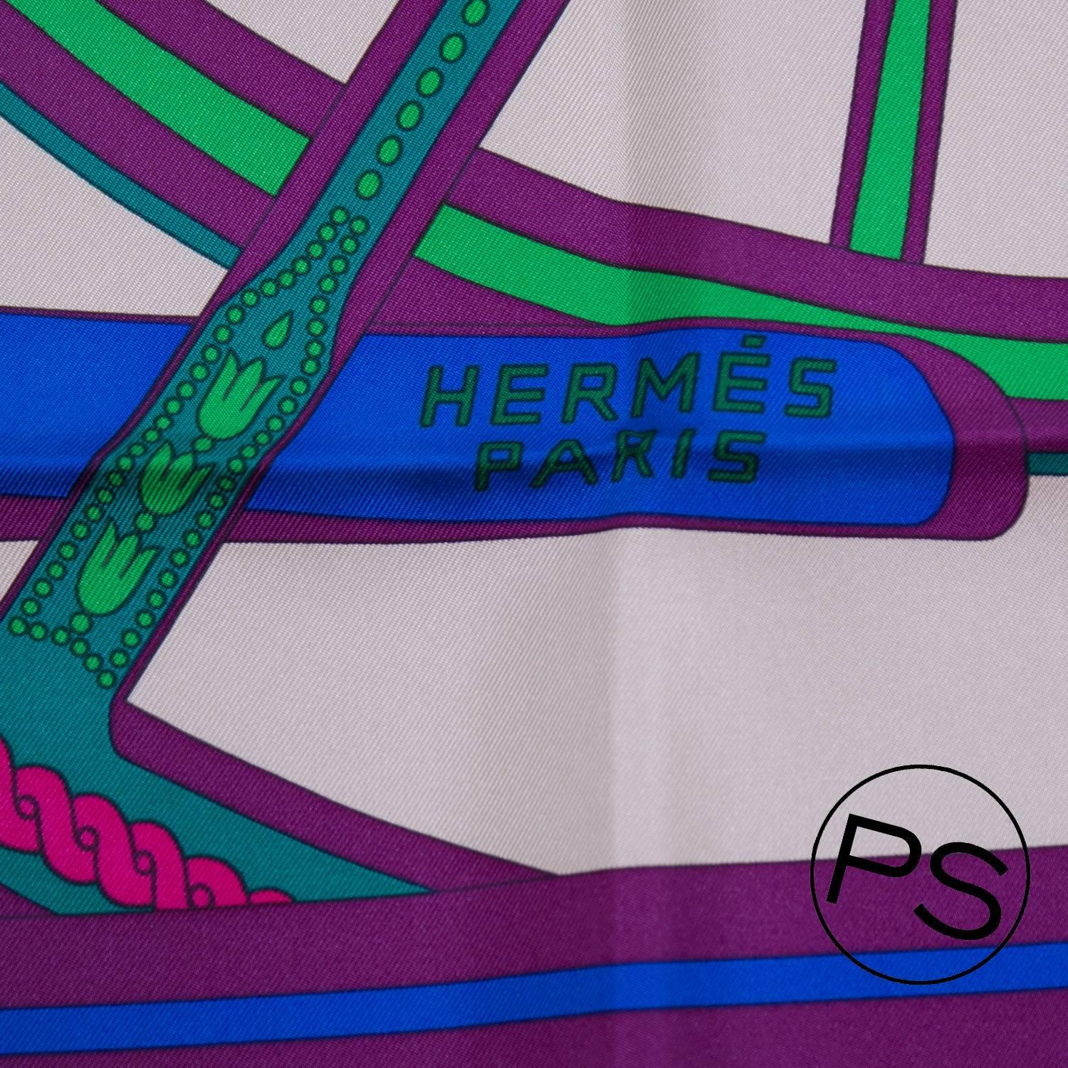 Hermes Carre 100% Silk Balade en Berlin Mastic. Greeen, Yellow ...  