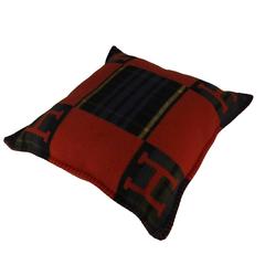 Used Hermes Cushion Avalon Wool TARTAN RED COQUELICO 2015.
