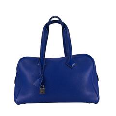 Hermes Handbag Victoria II Blue 2013