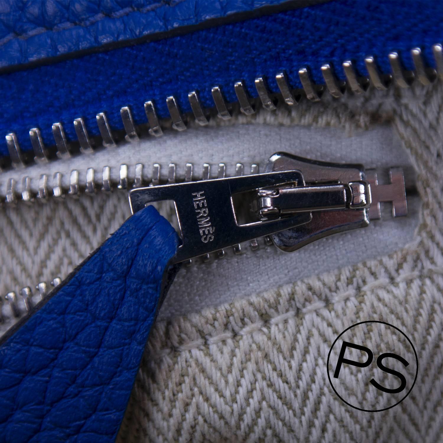 Hermes Handbag Victoria II Blue 2013 2