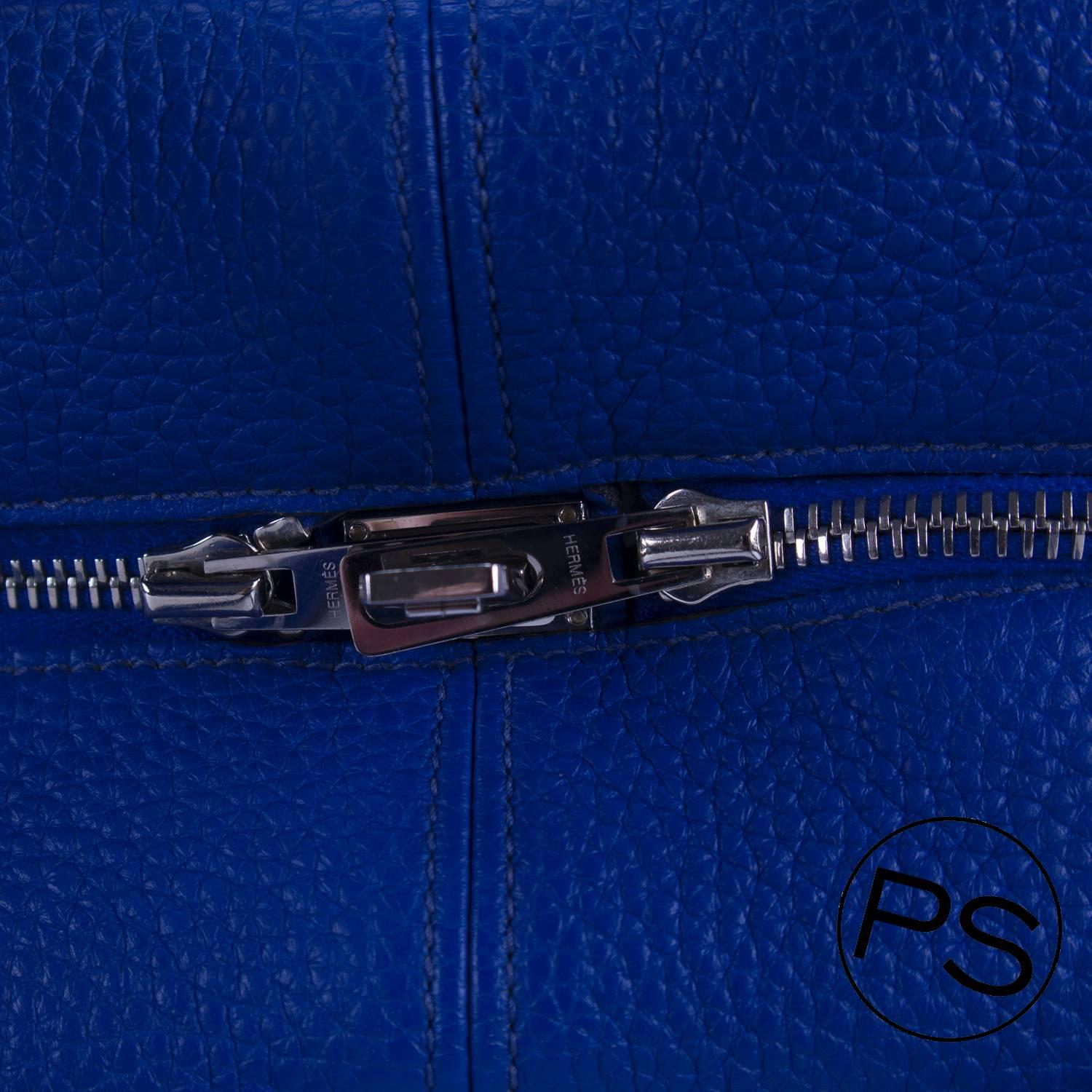 Hermes Handbag Victoria II Blue 2013 4