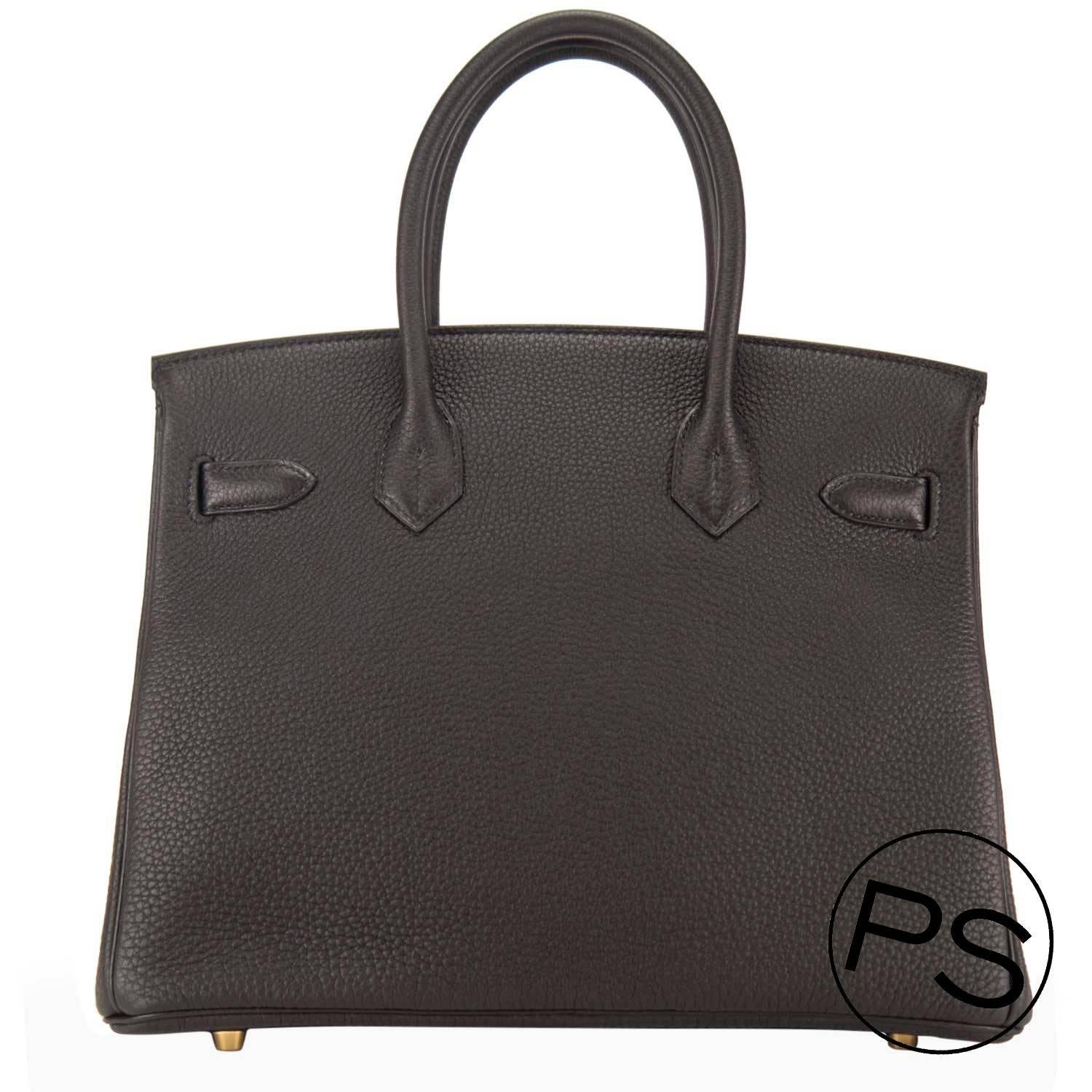 Hermes Handbag Birkin 30 Togo Black Gold Hardware 2015. In New Condition In Miami, FL