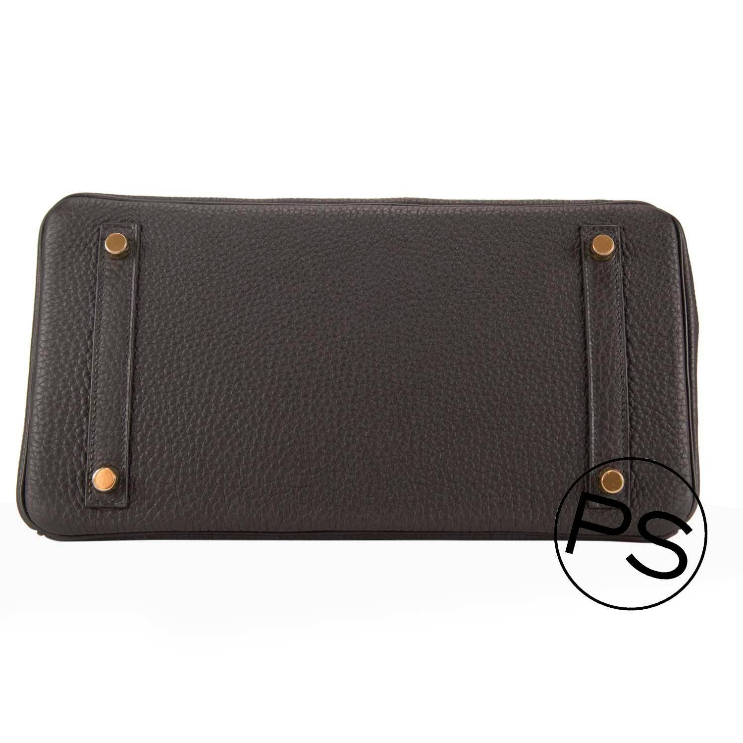 Women's Hermes Handbag Birkin 30 Togo Black Gold Hardware 2015.