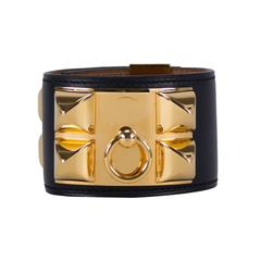 Hermes Bracelet Collier de Chien S Black Gold Hardware 2014.
