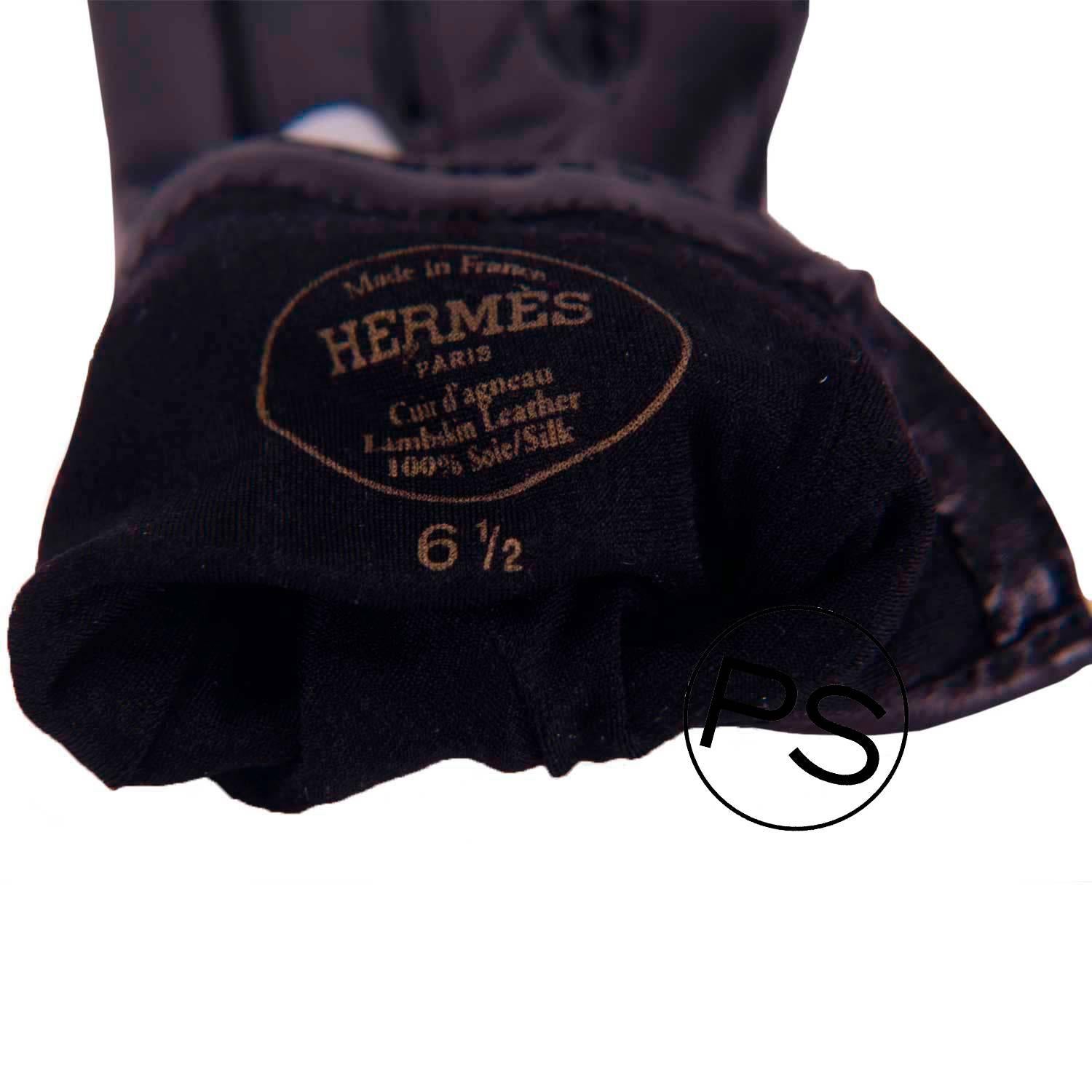 HERMES Gloves Woman SOYA Size 6, 5 Black Palladium Hardware 2015.. In New Condition In Miami, FL