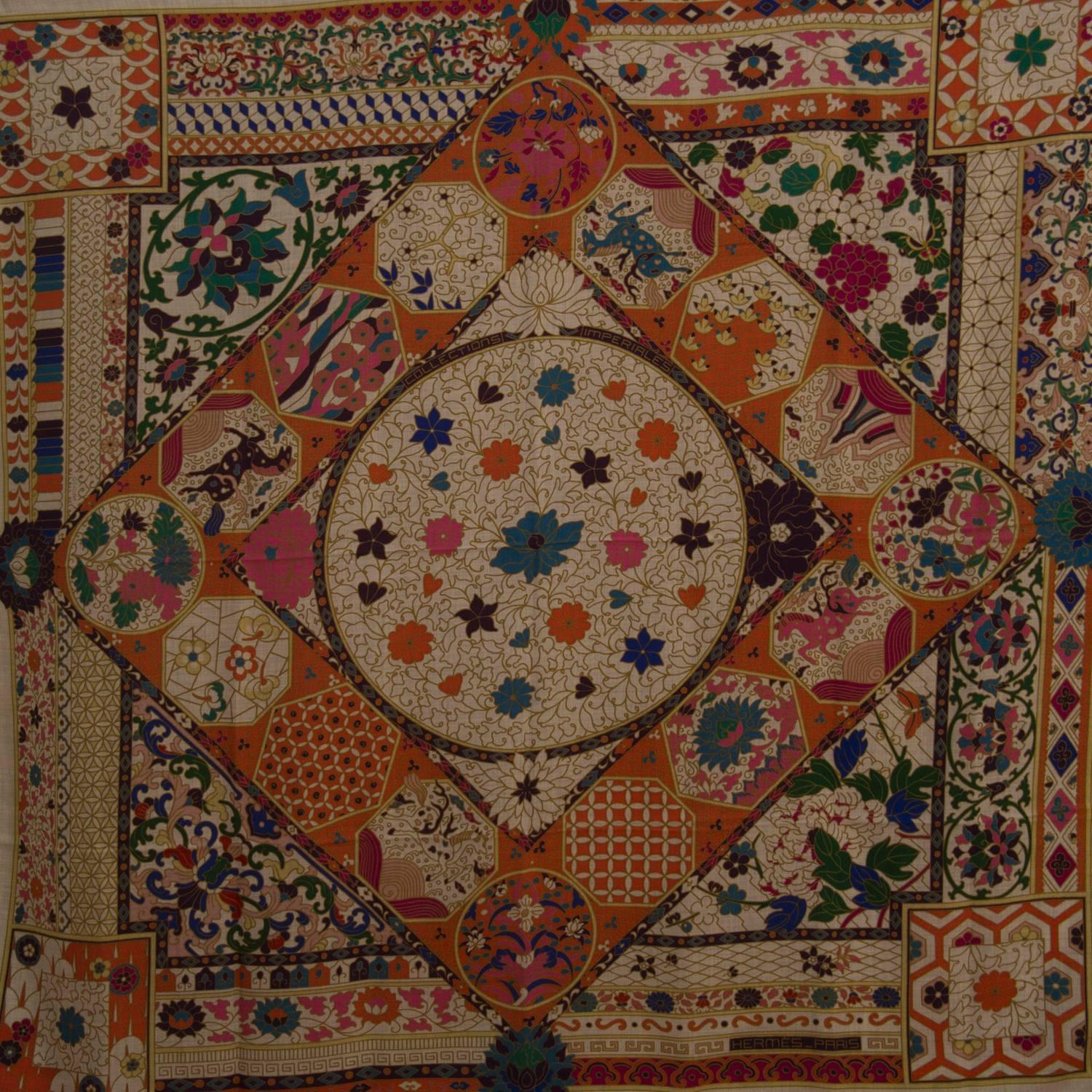 Hermes Chale Cachemire Collections Imperiales Grey, Orange, Pink 2015