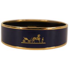 Hermes Bracelet Caleche Gold Plated Nail Blue 2015
