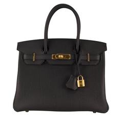 Hermes Handbag Birkin 30 Togo Black Gold Hardware 2015.