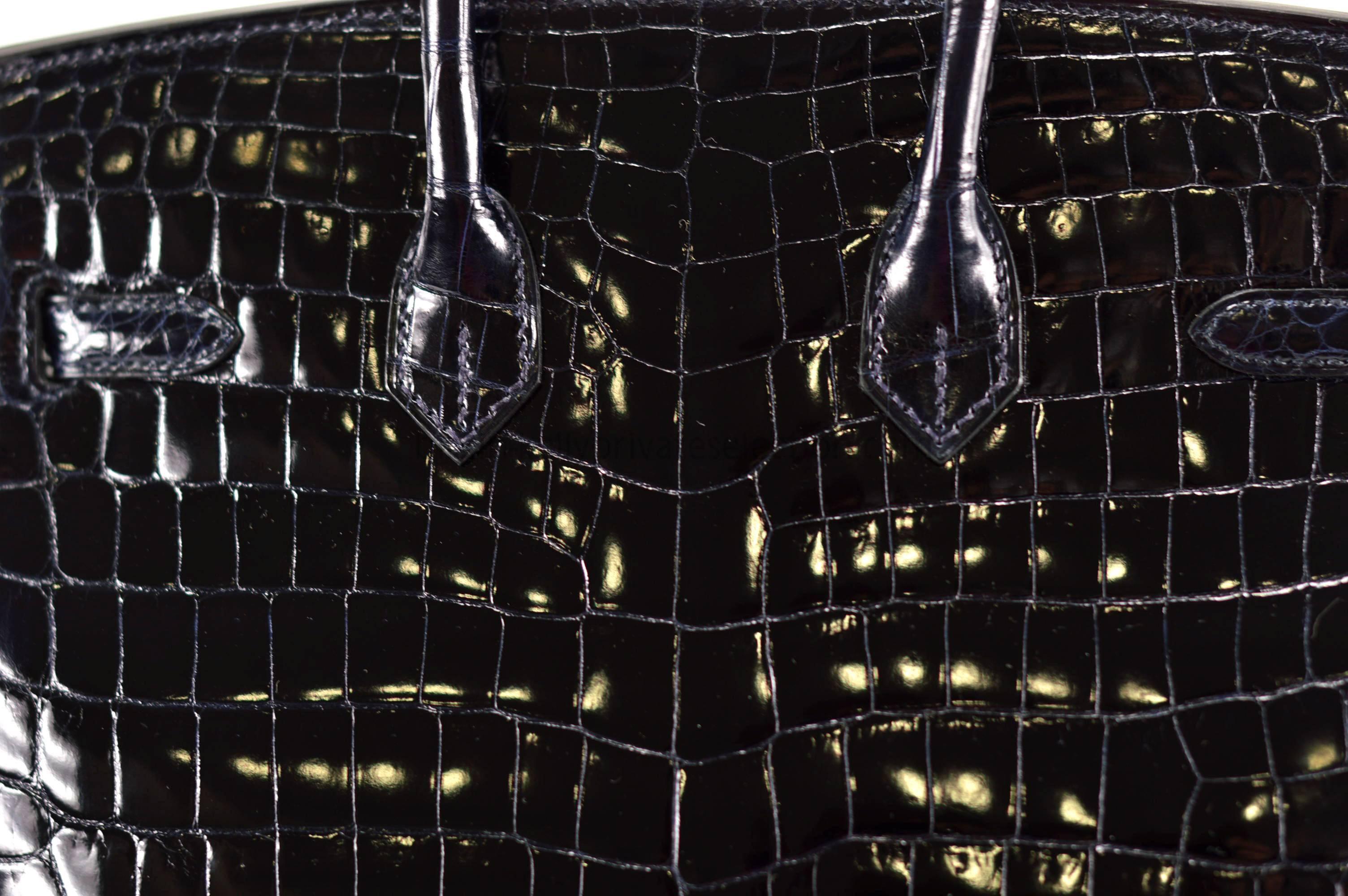 Hermes Birkin bag 25 Crocodilus Niloticus Blue Marine CC Gold hardware 2015 4