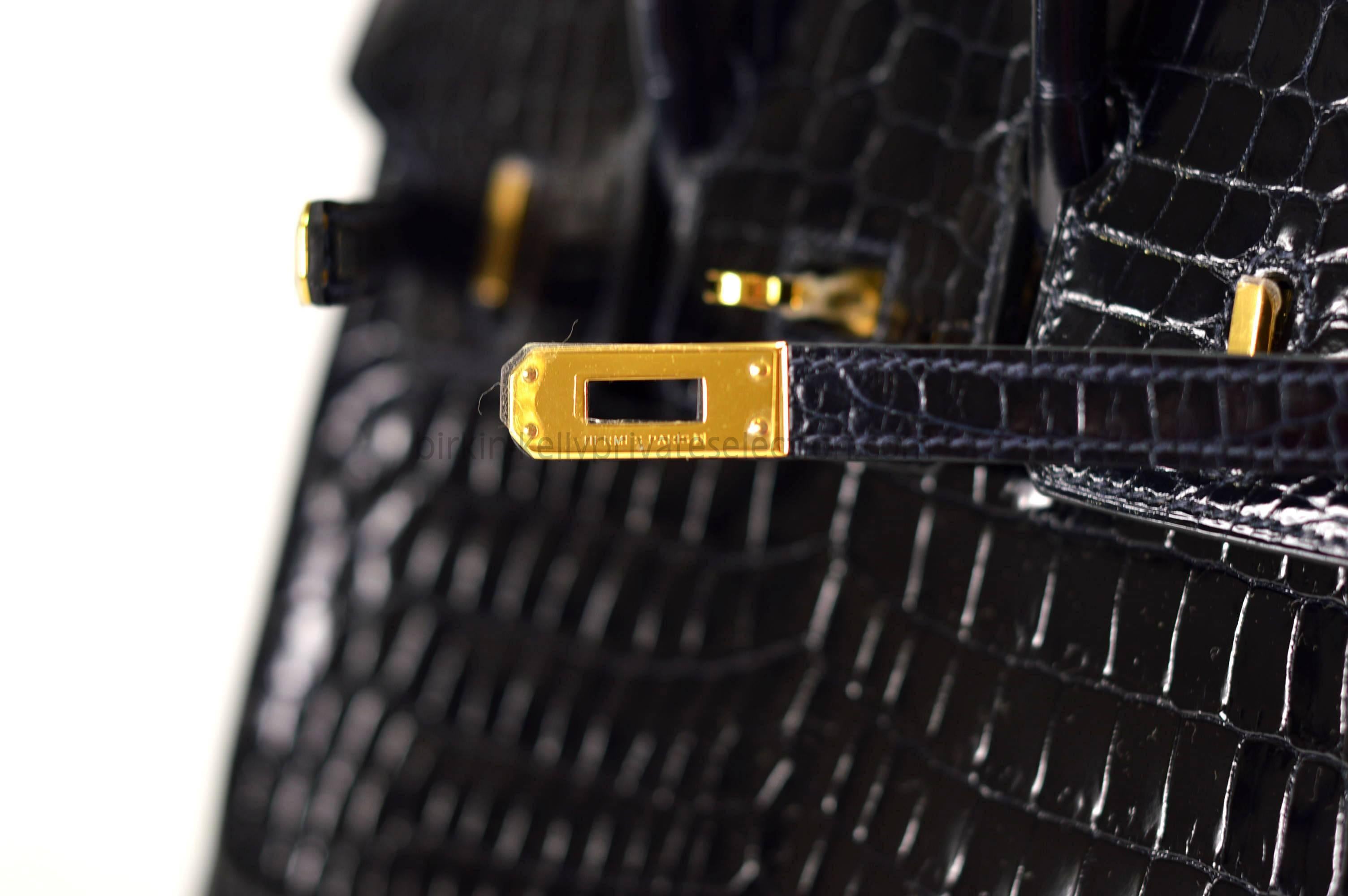 Hermes Birkin bag 25 Crocodilus Niloticus Blue Marine CC Gold hardware 2015 1