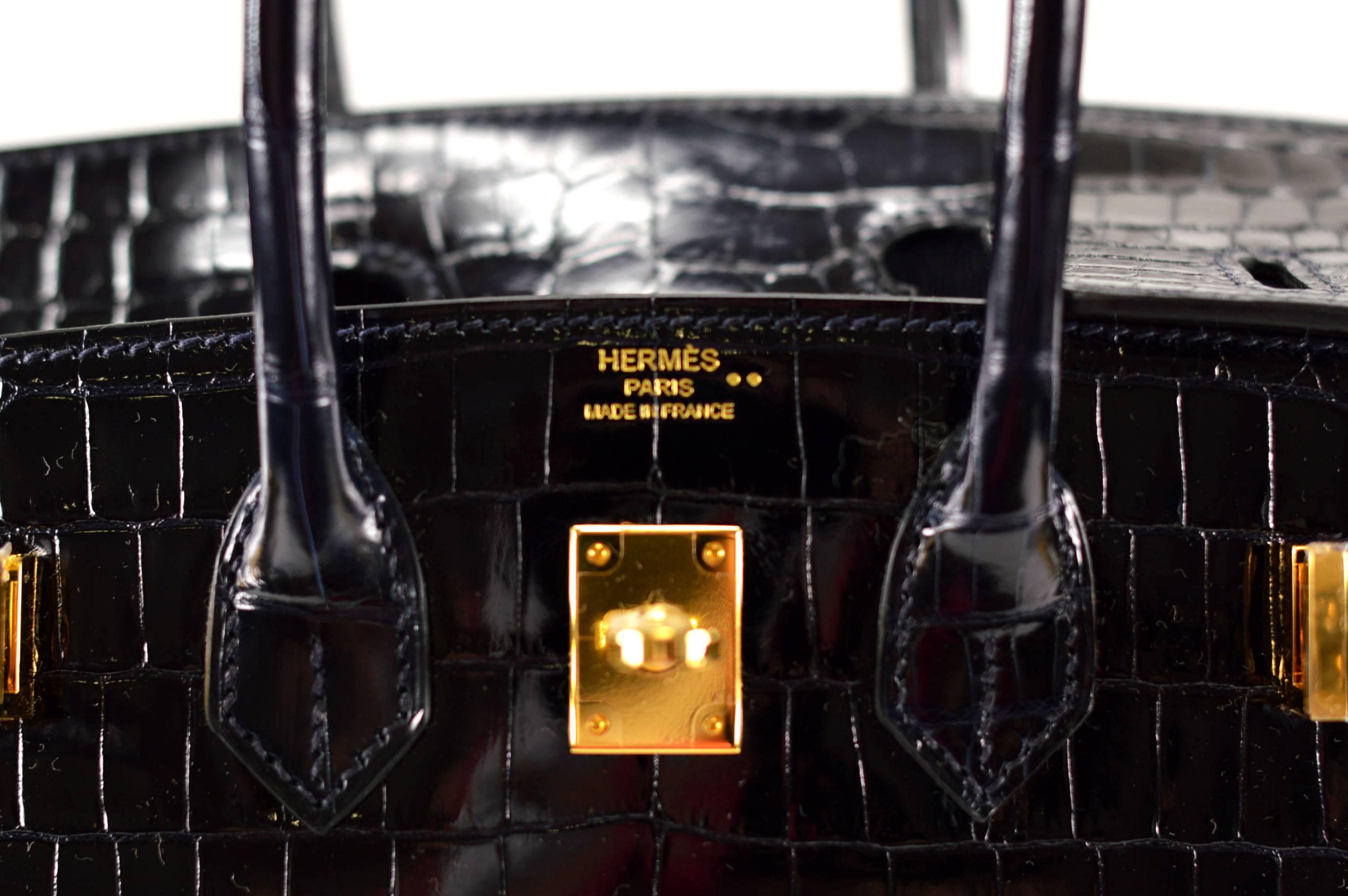 Hermes Birkin bag 25 Crocodilus Niloticus Blue Marine CC Gold hardware 2015 2