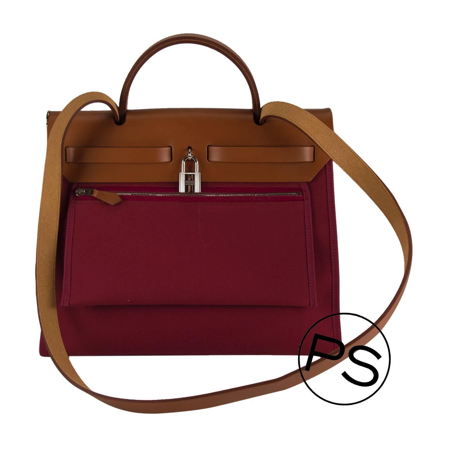 Hermes Herbag Zip 31 Officier Hunter 30 Ruby Fauve Palladium ...  