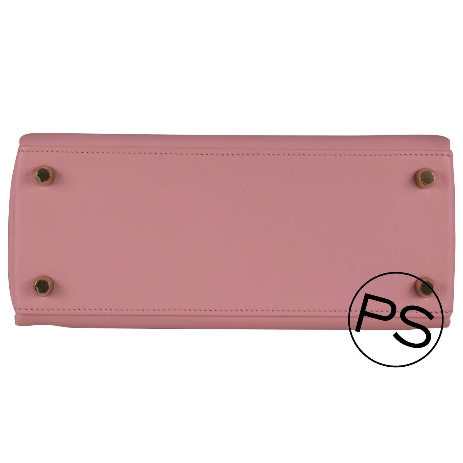 Women's Hermes Handbag Kelly II Retourne  25 Swift Pink Sakura Gold Hardware 2015.