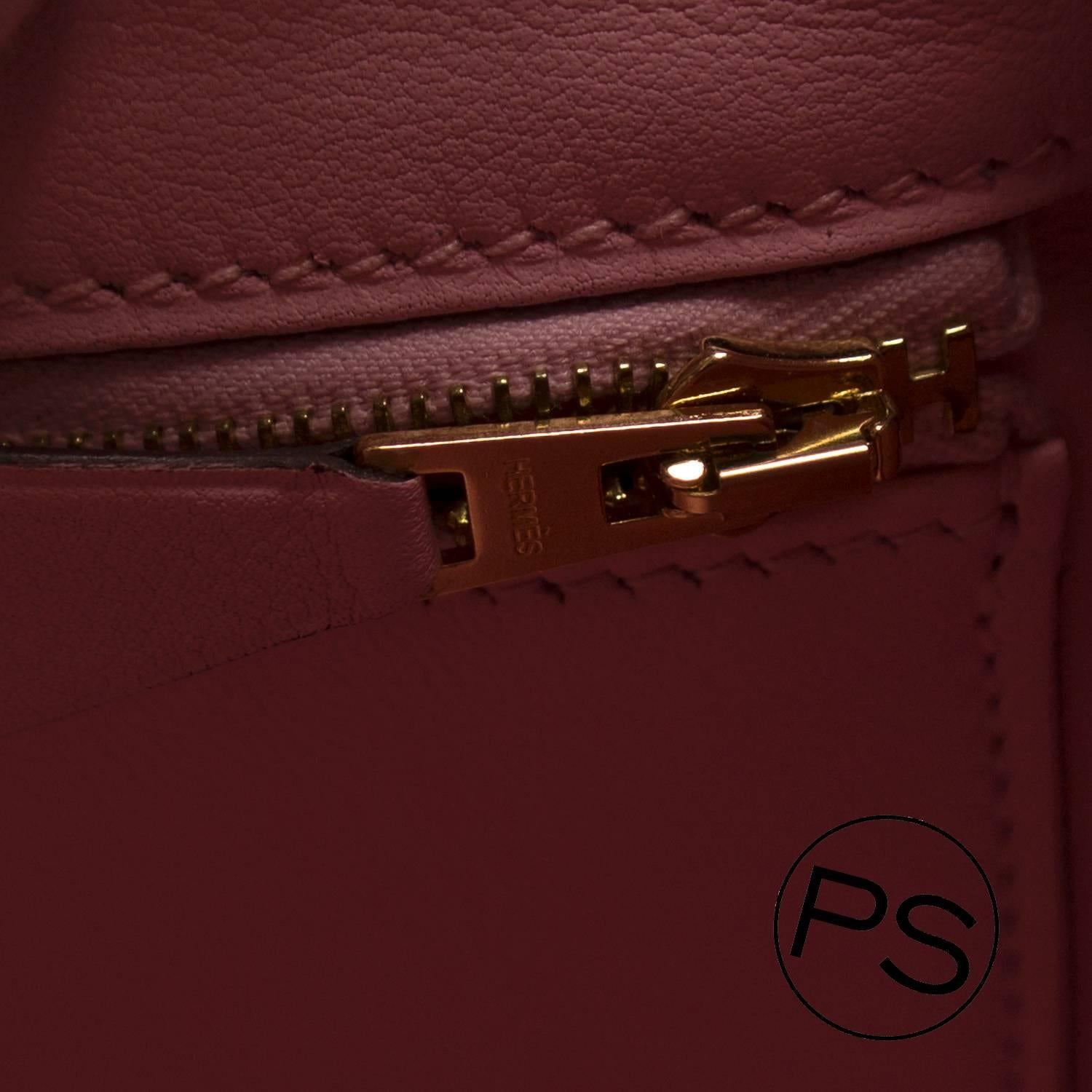 Hermes Handbag Kelly II Retourne  25 Swift Pink Sakura Gold Hardware 2015. 4