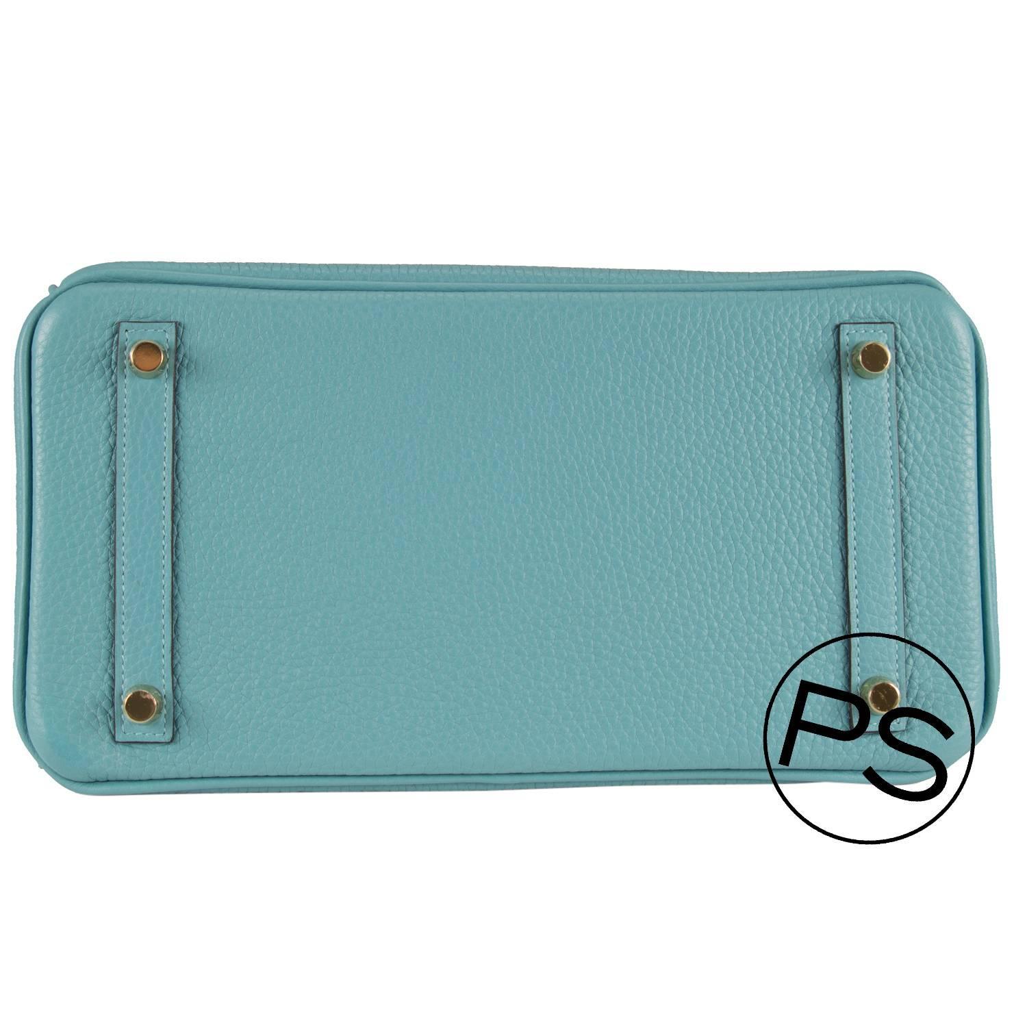 Hermes Handbag Birkin 30 Taurillion Clemence Blue Gold Hardware ...  