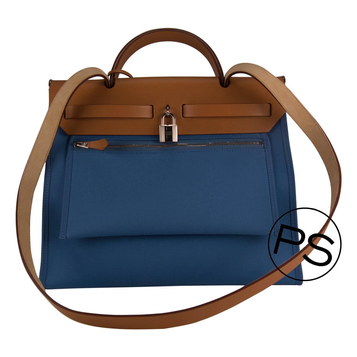 Hermes Herbag Zip 31 Officier Hunter Blue Palladium Hardware 2015 ...  