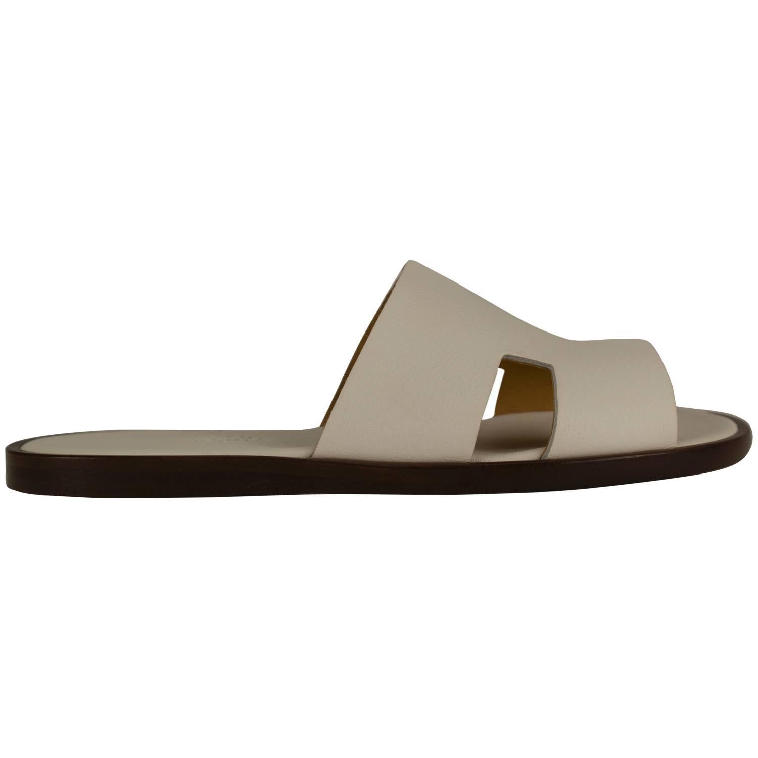 Hermes Sandals Izmir  leather 41 White 2015.