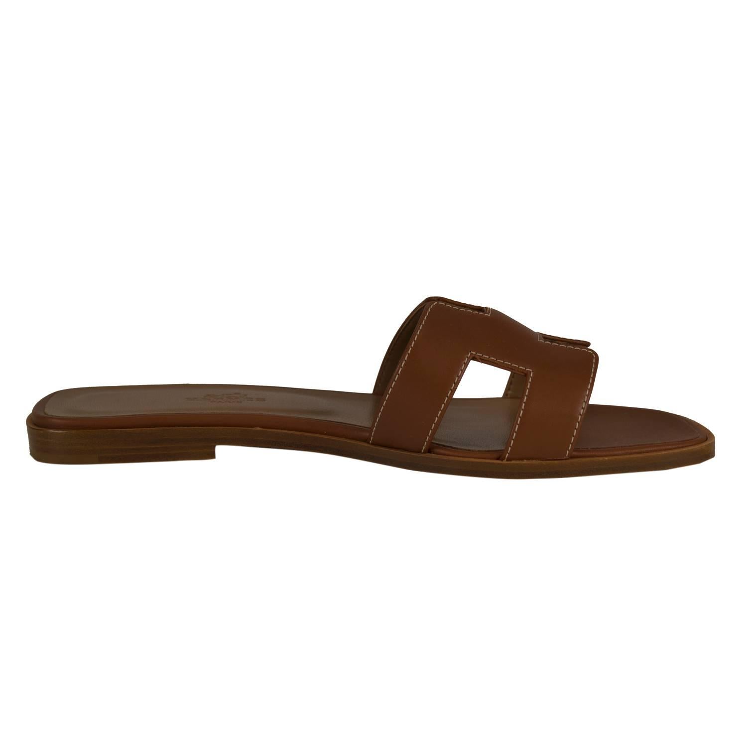 Hermes Sandals Oran Box 38, 5 Gold  2015.