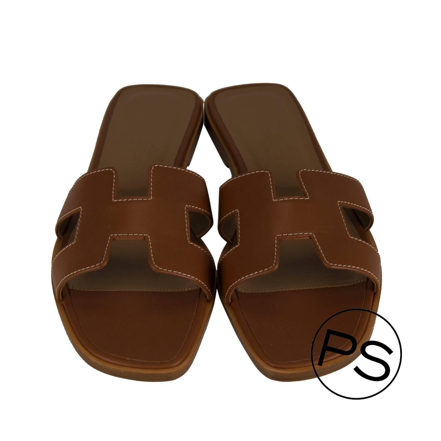 Women's Hermes Sandals Oran Box 38, 5 Gold  2015.