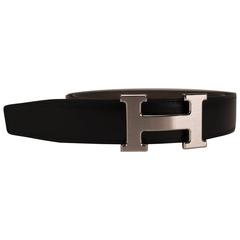 Hermes Belt H 32 mm 95cm Box Togo Black Etain Palladium Hardware Reversible 2015