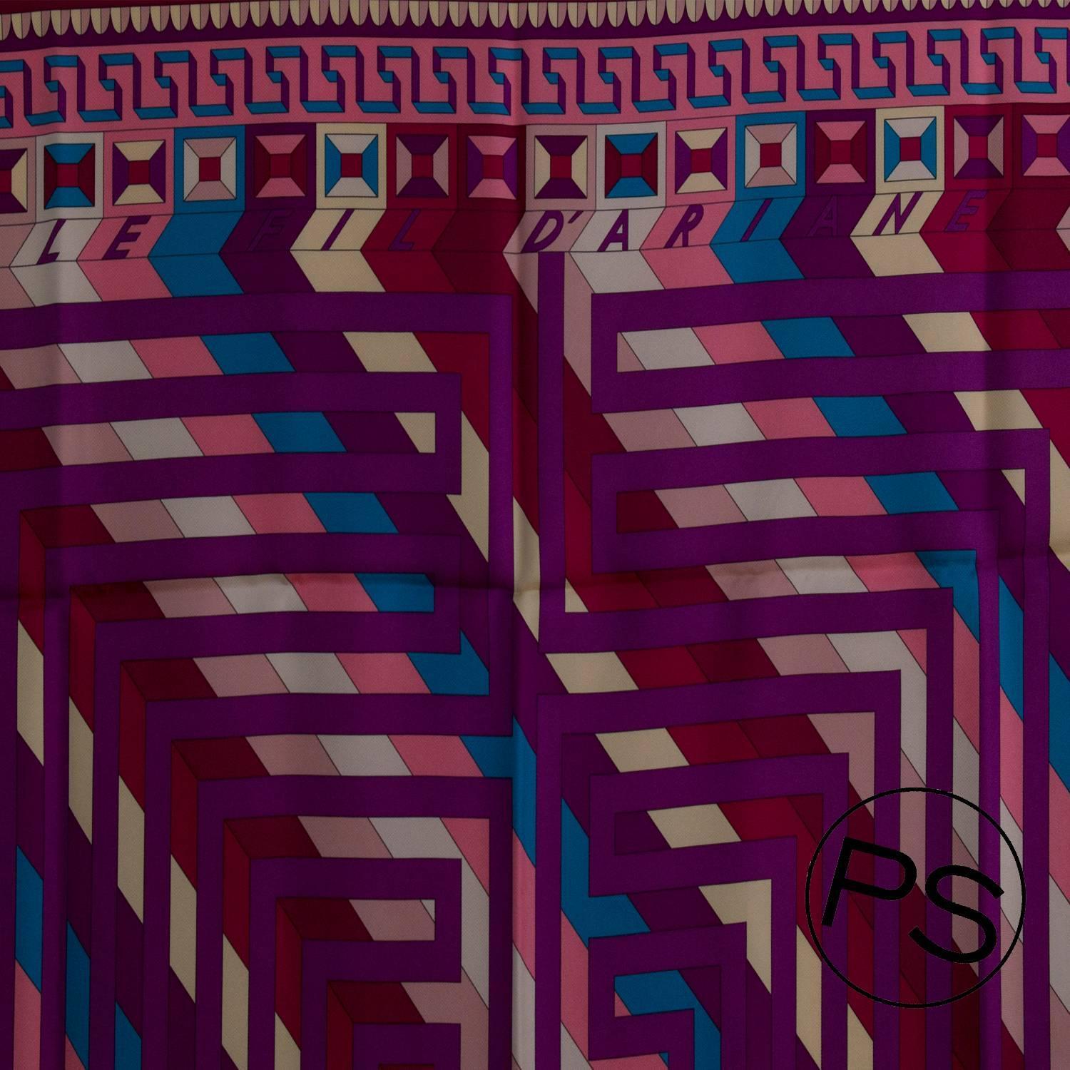 HERMES Carre Twill LE FIL DARIANE Silk FUCHSIA BLUE PINK 2015. at ...  