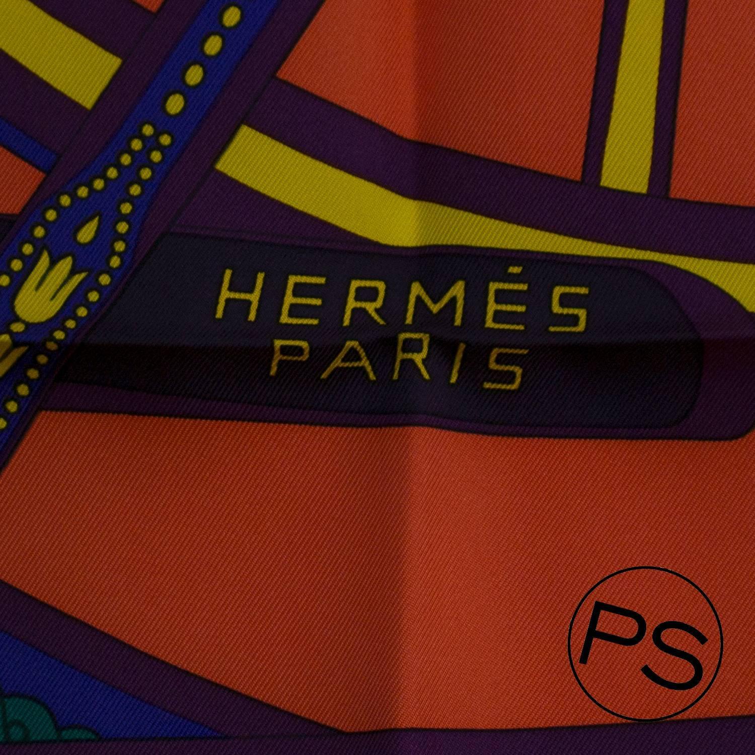 Hermes Carre Twill Balade en Berline Coral, Green, Violet 2015 at ...  