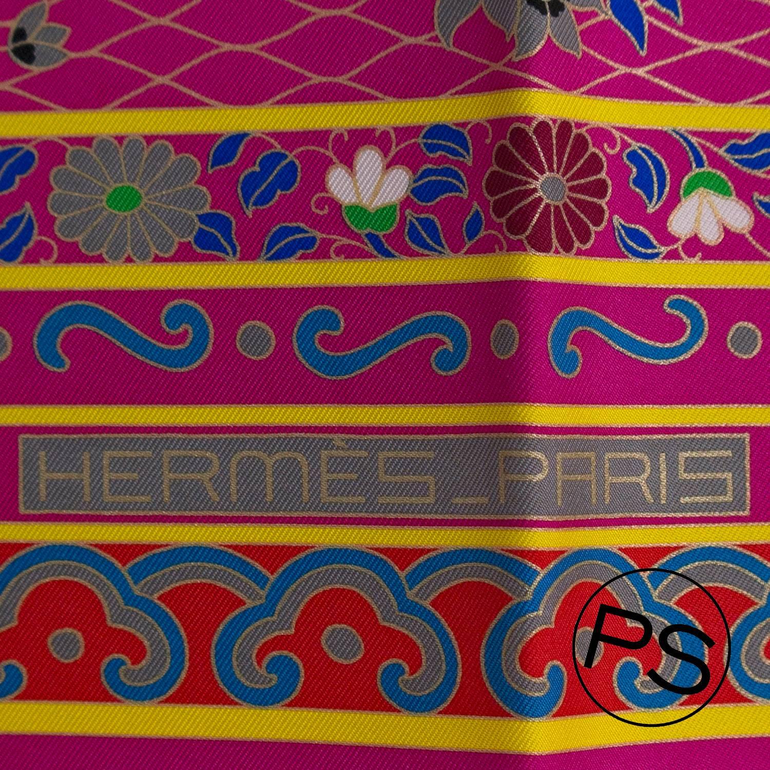 Hermes Carre Twill Collections Imperiales Fucshia, Green, Black 2015. In New Condition In Miami, FL