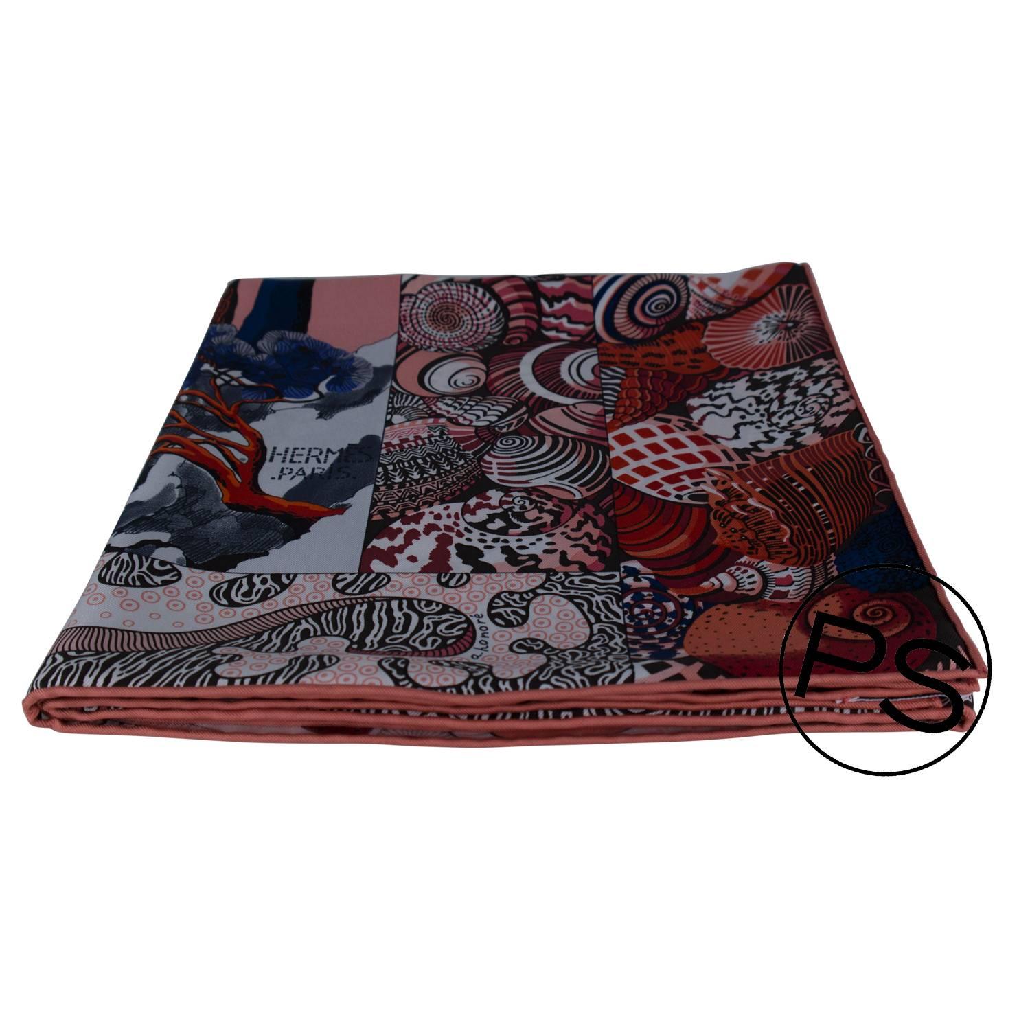 Women's Hermes Carre Twill Sieste au Paradis Red, Blue, Coral 2015.
