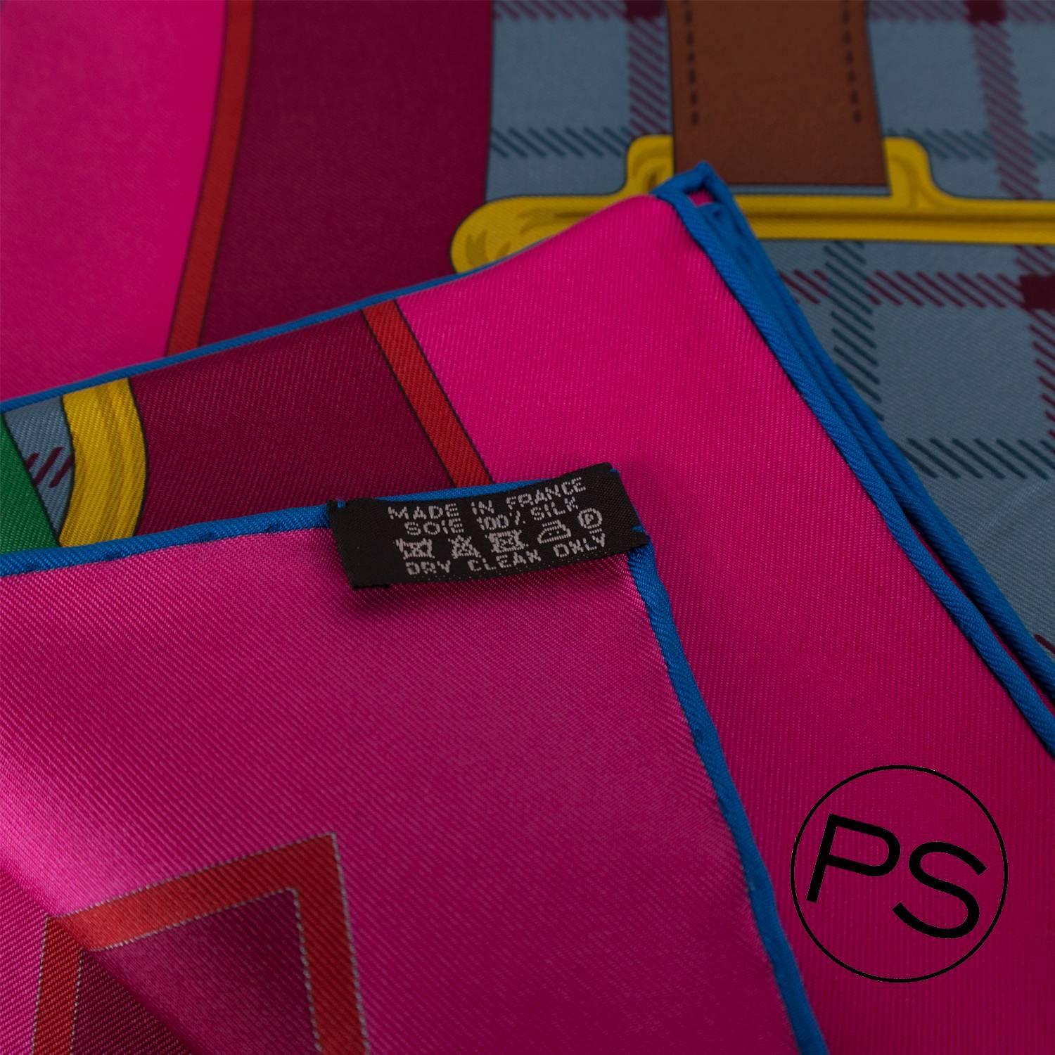Hermes Carre Twill Tatersale Pink, Grey, Green 2015. at 1stdibs  