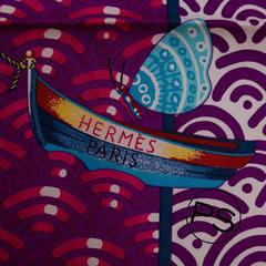 Hermes Carre Twill Bateau Fleuri Purple Turquoise Fuchsia 2015