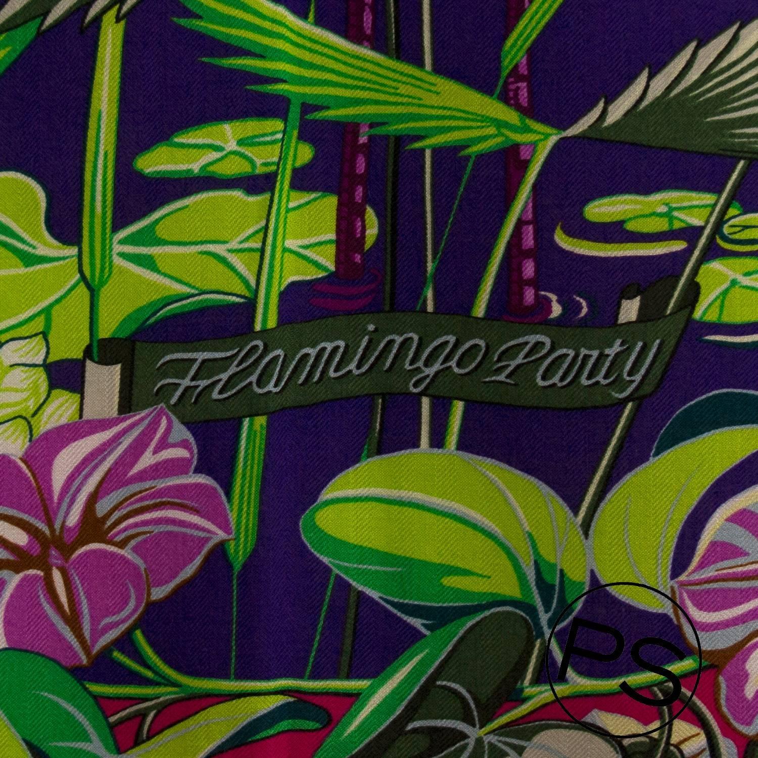 Hermes Chale 140cm Flamingo Party Blue, Purple, Green 2015. at 1stdibs  
