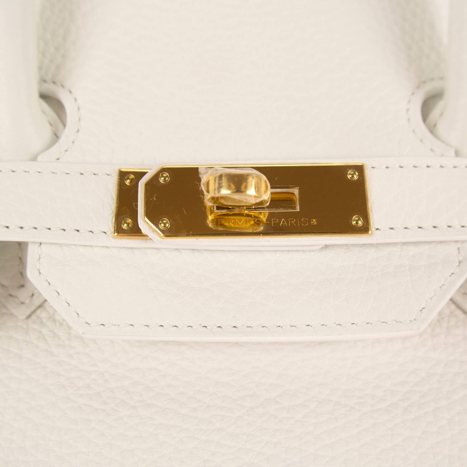 Hermes Birkin 35 Taurilluon Clemence White Gold Hardware 2016. 1